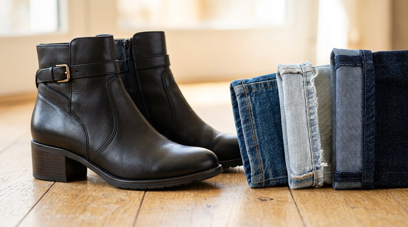 entdecken Sie, wie Ophélie Meunier kurze Stiefeletten statt Turnschuhe trägt und damit den perfekten Frühjahrstrend für jede Jeans schafft