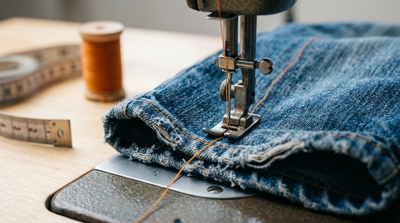 entdecken Sie den Profi-Trick zum Kürzen Ihrer Jeans, ohne den originalen Saum zu zerstören – einfach, kostengünstig und effektiv