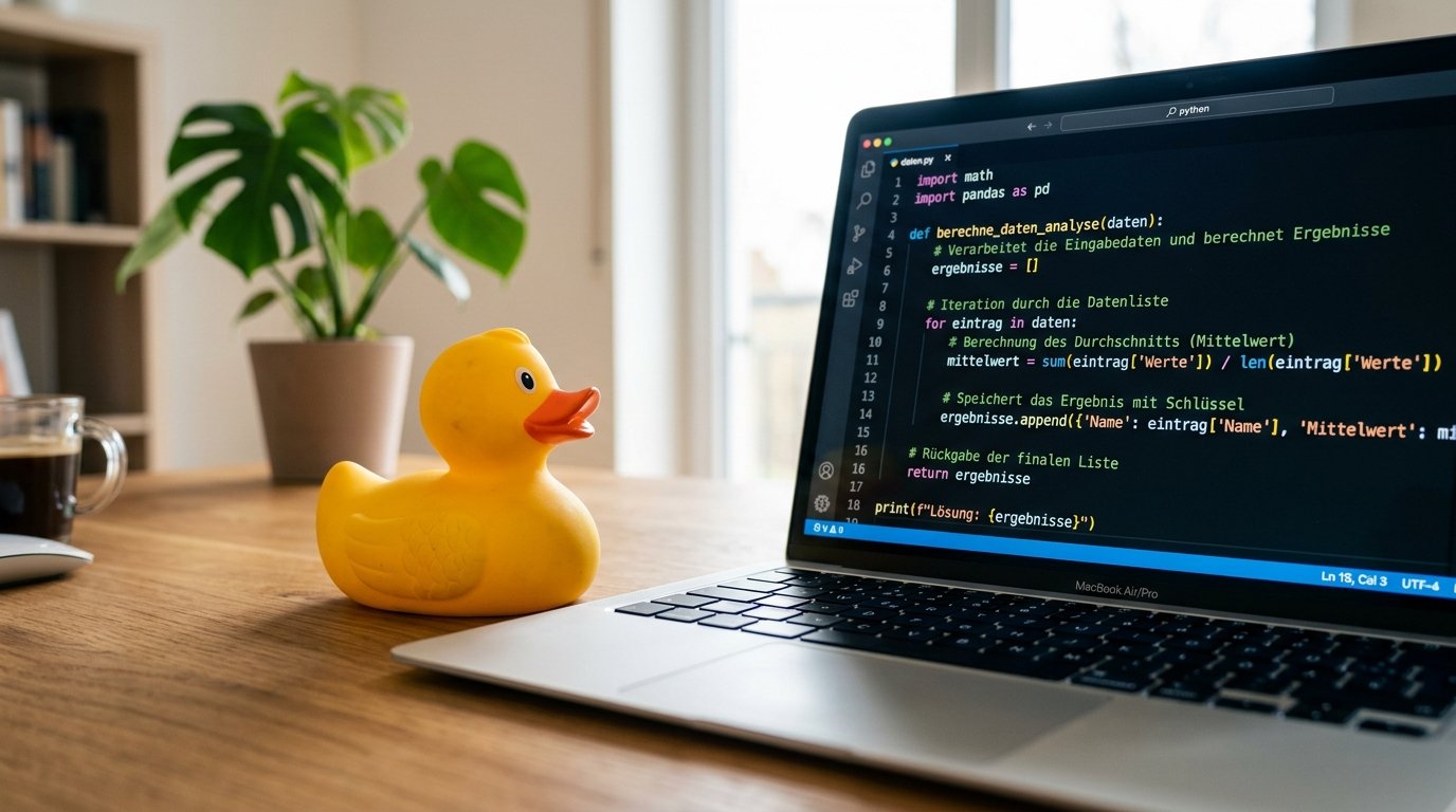 entdecken Sie, wie Entwickler mit einer Gummiente Programmierprobleme lösen und welche neurowissenschaftlichen Erkenntnisse diese Debugging-Methode unterstützen