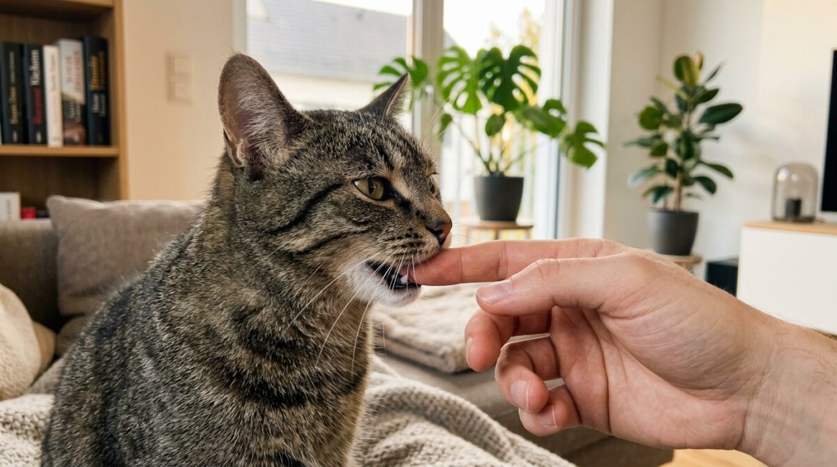 entdecken Sie, warum Ihre Katze an Ihren Fingern knabbert und was dieser liebevolle Reflex über ihre Zuneigung wirklich bedeutet