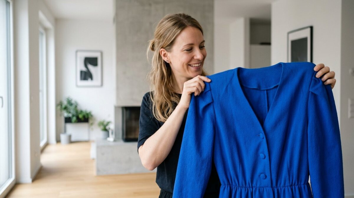 entdecken Sie, wie Sie ein 80er-Jahre-Kleid ohne Nähen in ein modernes Trend-Piece verwandeln und Schulterpolster neu stylen