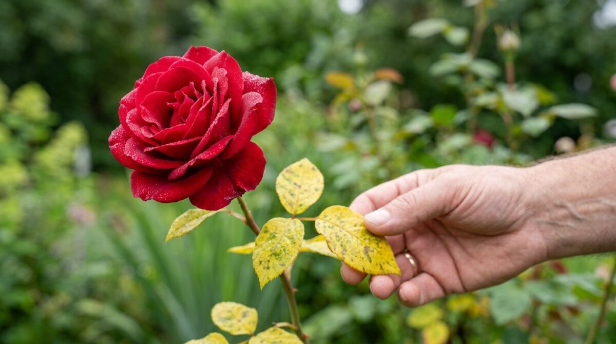 entdecken Sie, wie gelbe Rosenblätter durch richtige Pflege sofort verschwinden und Ihre Pflanze wieder erblüht