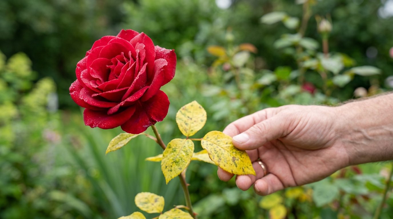 entdecken Sie, wie gelbe Rosenblätter durch richtige Pflege sofort verschwinden und Ihre Pflanze wieder erblüht