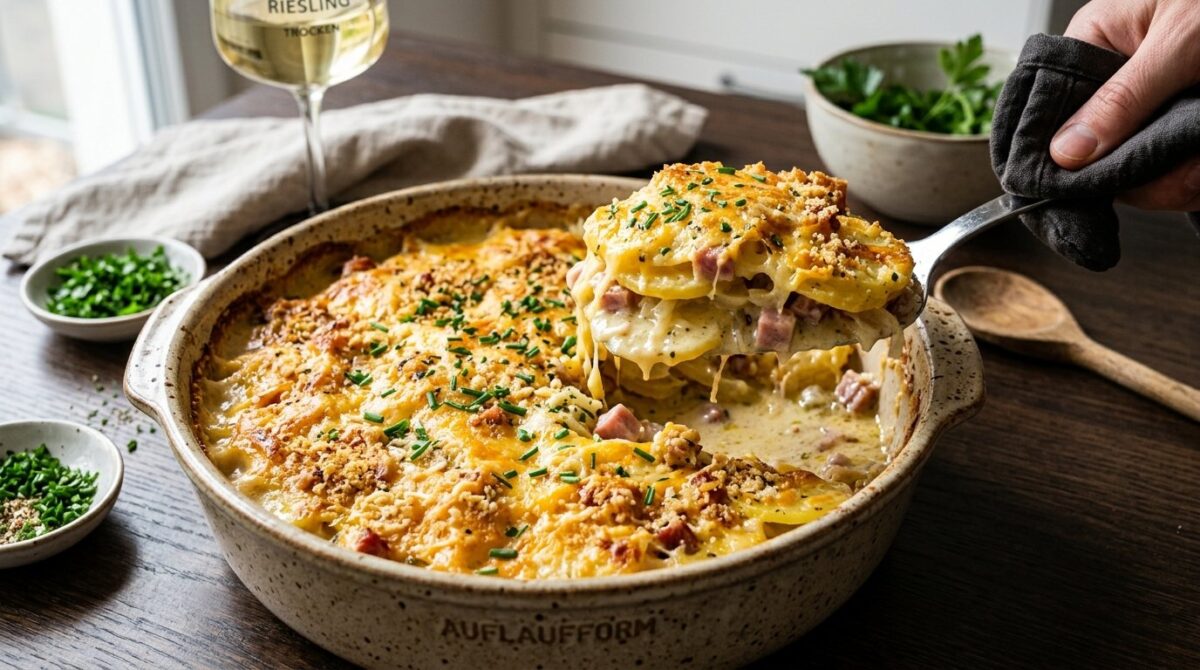 entdecken Sie das Geheimnis eines luftigen April-Auflaufs mit Schinken und aromatischer Sauce, die dieses klassische Gericht vollkommen verwandelt