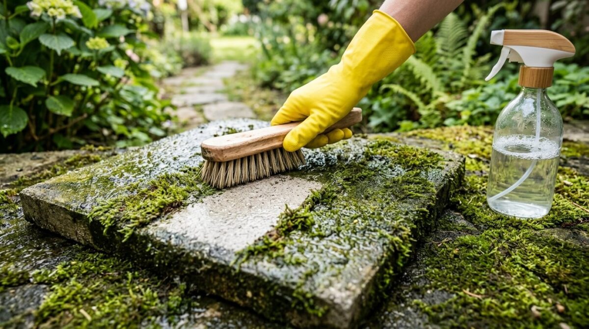 entdecken Sie das günstige Küchenmittel gegen Moos und Algen auf der Terrasse - eine effektive Lösung für weniger als 1,40 Euro ohne Hochdruckreiniger