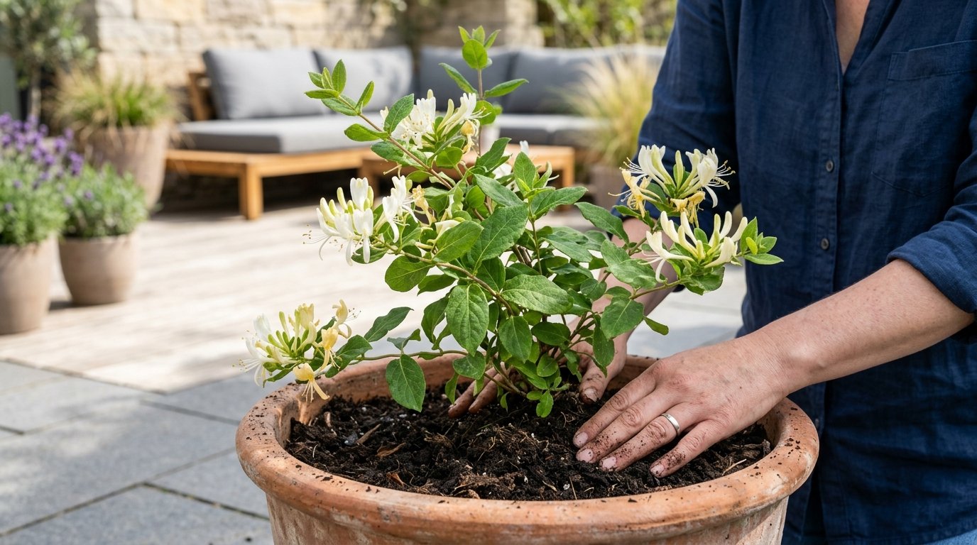 entdecken Sie, wie eine Kletterpflanze im April gepflanzt Ihre Terrasse vor Hitze schützt und eine natürliche Kühlwirkung schafft